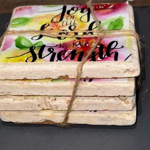 Set Of 4 Bible Verse Coasters Handmade By John 3:17 Ministry